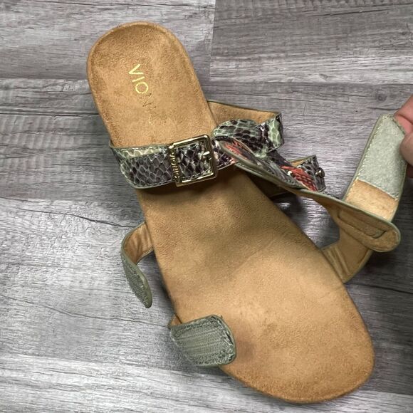 Vionic Radia Orthoic Mint Green Coral Snake Print Wedge Sandal Size 8 - Picture 5 of 9